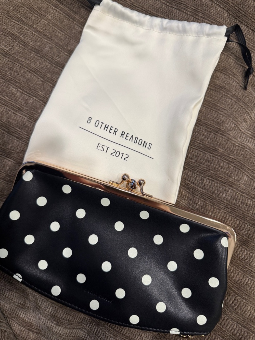 8 Other Reasons Black & White Polka Dot Kiss-Lock Clutch